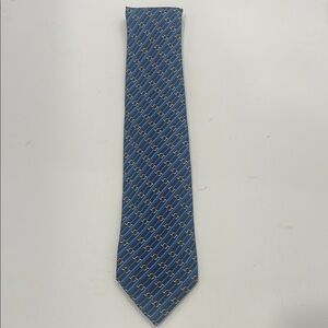 Hermes Blue Silk Geometric Tie